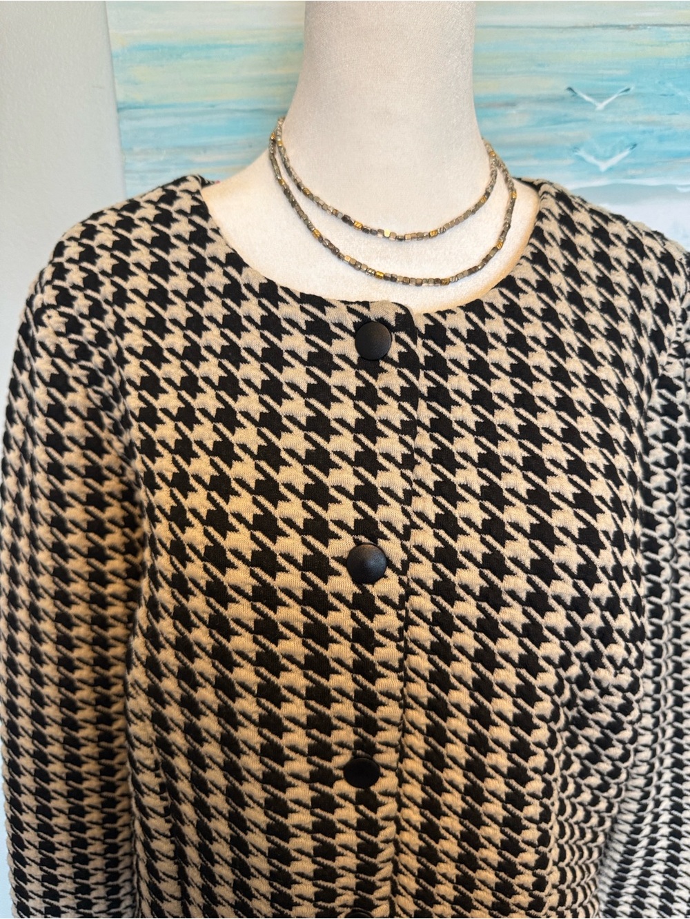 Gilli Black & Cream Houndstooth Button Jacket - Picture 2 of 7